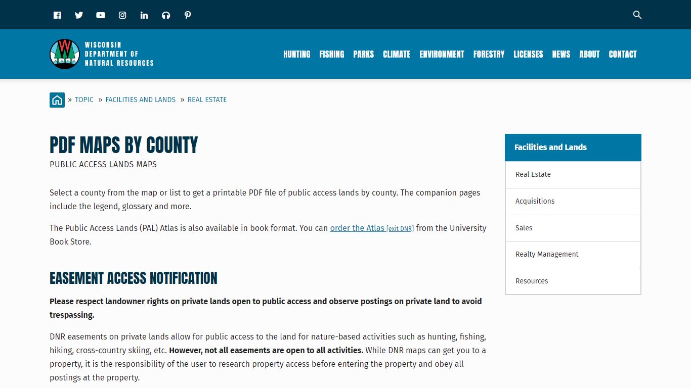 PDF maps by county | Public access lands maps | Wisconsin DNR